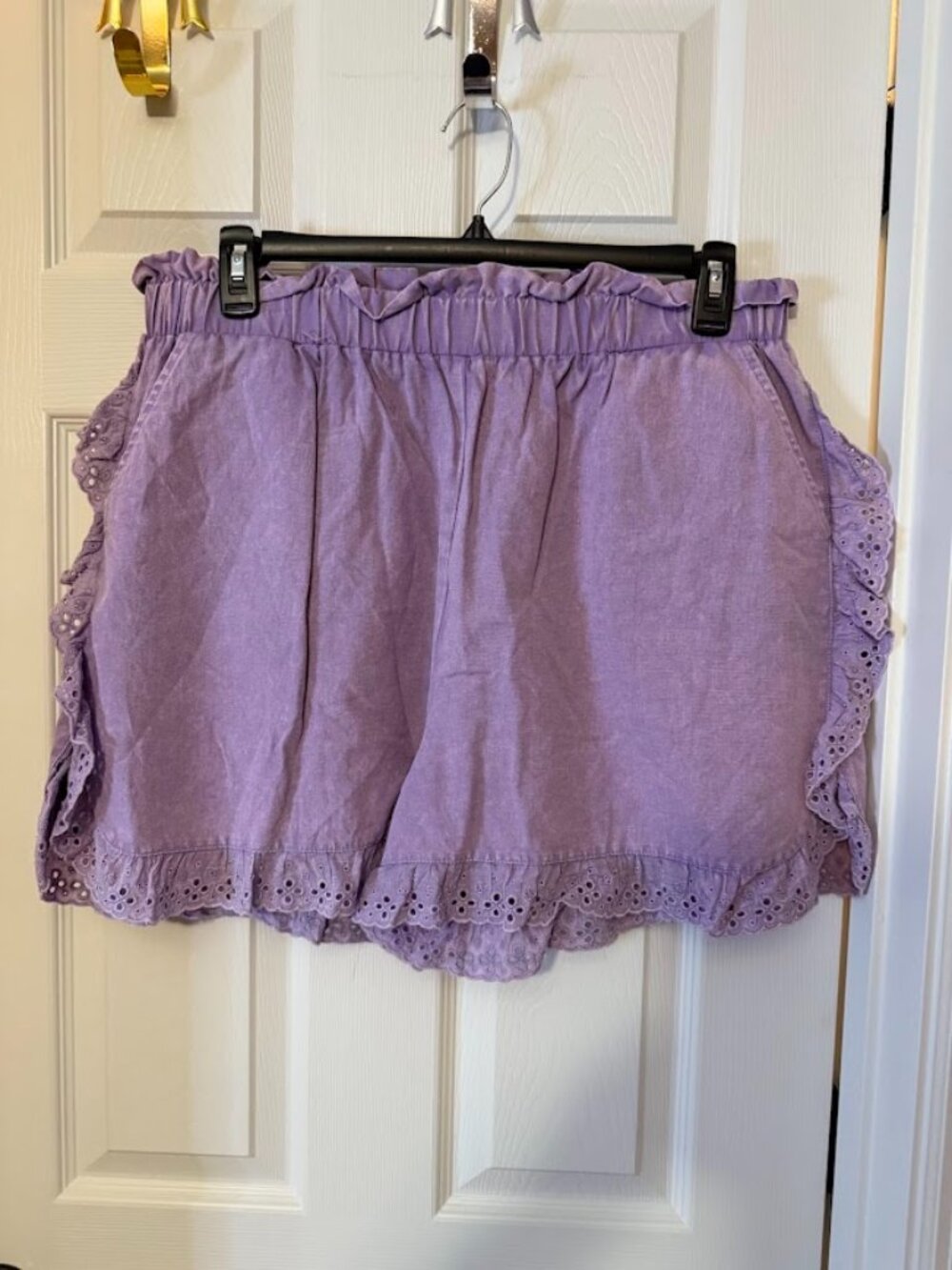 ODDI Lavender Eyelet Ruffle Shorts | Size 3XL